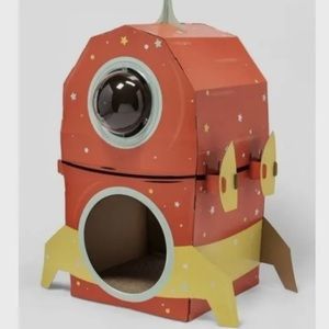 Boots & Barkley Cat Scratcher Cat House 2 Story Retro Spaceship With Bubble NEW